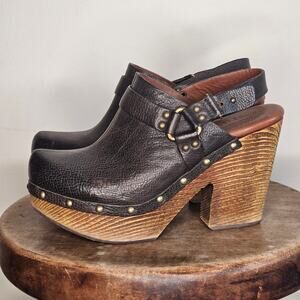 Kork Ease Carmella Slingback Studded Platform Clogs, Gunmetal, Sz 8